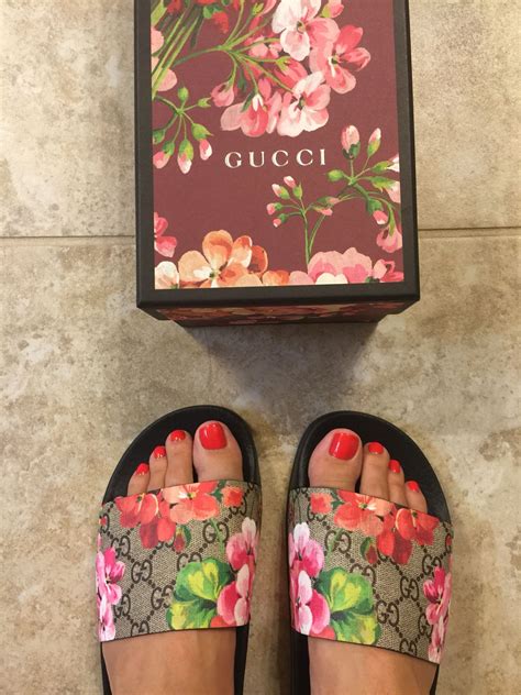 gucci women's bloom slides|gucci floral slides outfit.